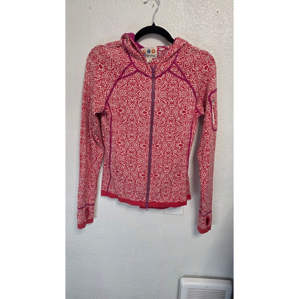 Title Nine Full Zip Hoodie Womens Small Red Damask Excellent